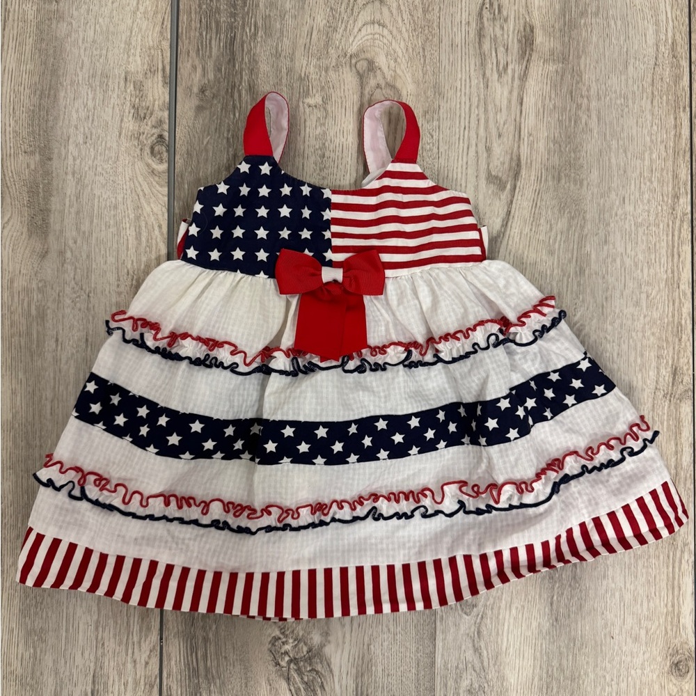 Bonnie Baby Red and White Tiered Ruffled Sundress